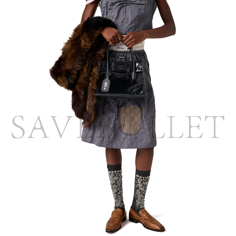 MIU MIU SOLITAIRE SHINY LEATHER BAG 5BA302 (28*19.5*11cm)